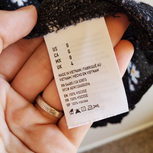 AE Black Floral Polka Dot Mini Twist Front Dress - Picture 8 of 9